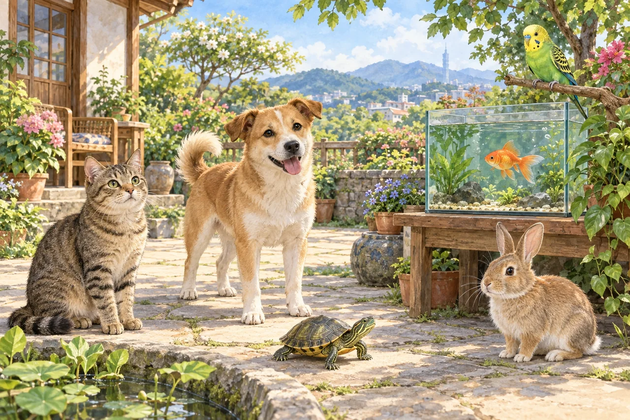 半寫實水彩場景中的貓